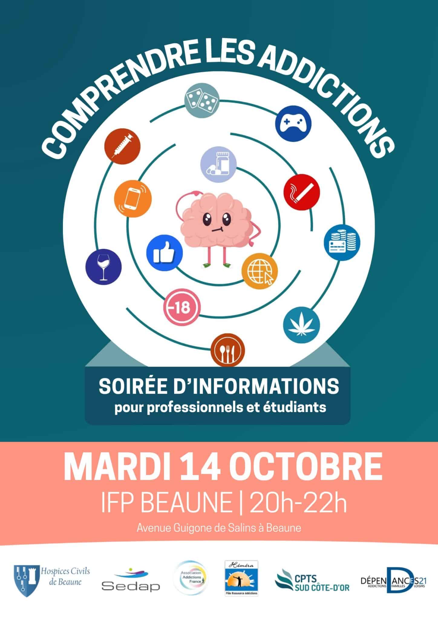 Soirée d'information 'Comprendre les addictions" 14 octobre à Beaune