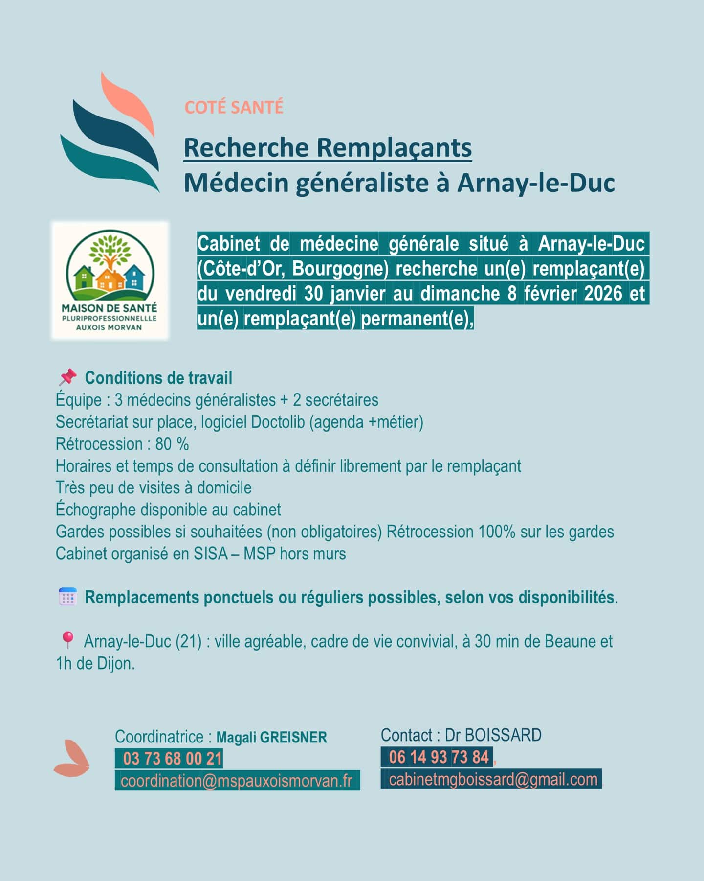 petite annonce offre remplacement médecin généraliste
